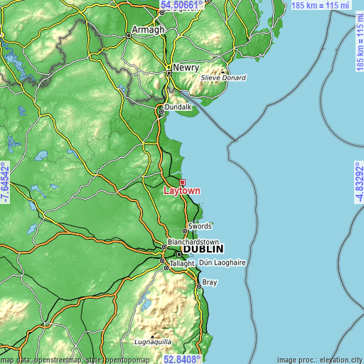 Topographic map of Laytown