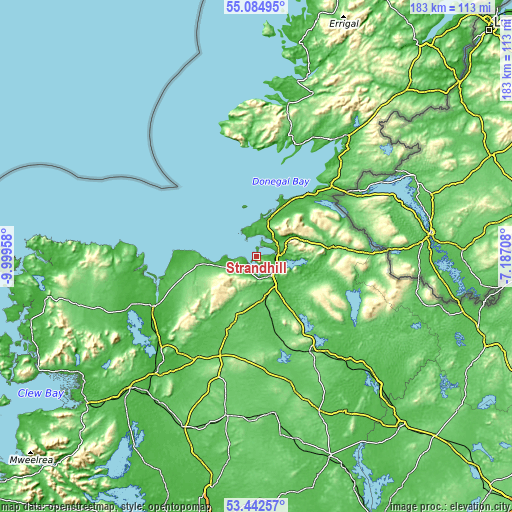 Topographic map of Strandhill