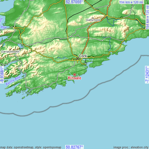 Topographic map of Kinsale