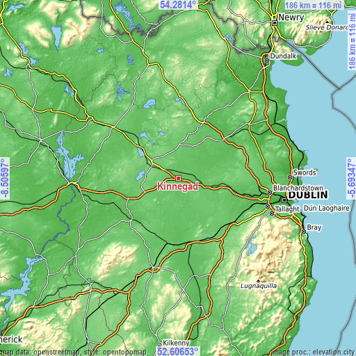 Topographic map of Kinnegad