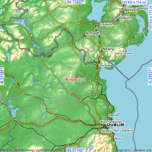 Topographic map of Kingscourt
