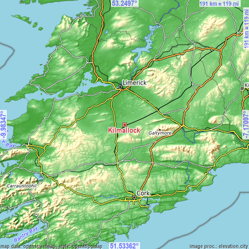 Topographic map of Kilmallock