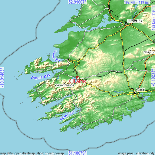 Topographic map of Cill Airne