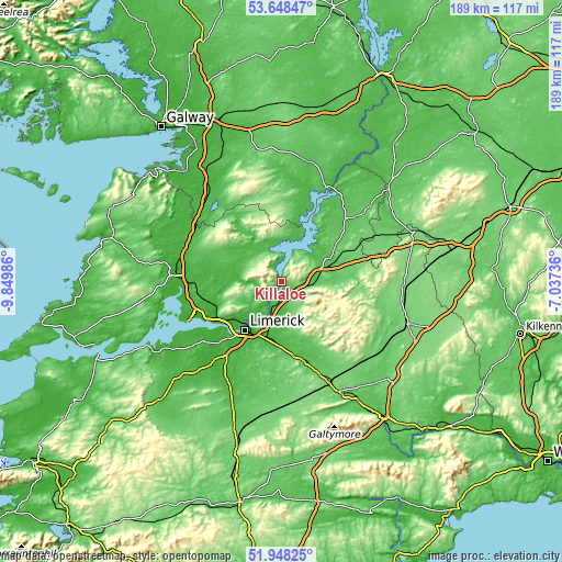 Topographic map of Killaloe