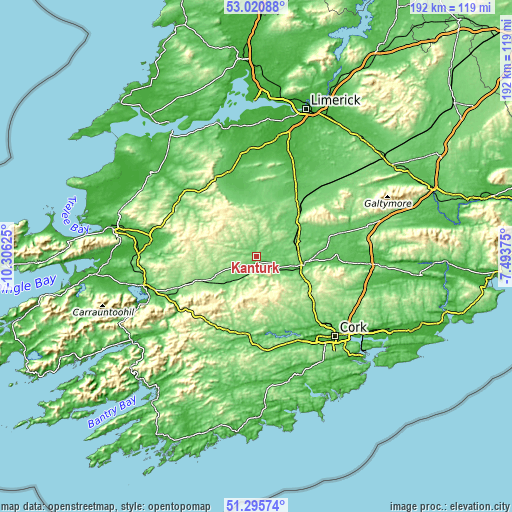 Topographic map of Kanturk