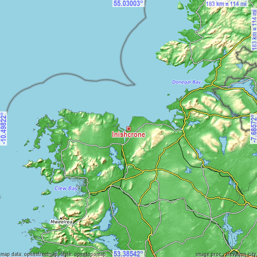 Topographic map of Inishcrone