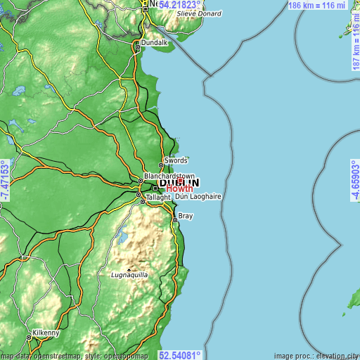 Topographic map of Howth