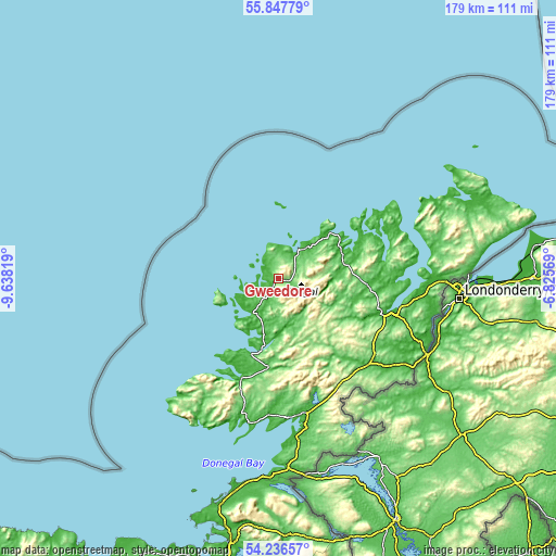 Topographic map of Gweedore