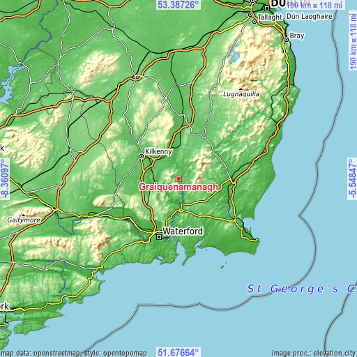 Topographic map of Graiguenamanagh