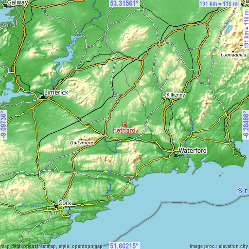 Topographic map of Fethard