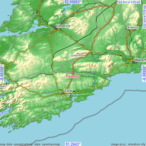 Topographic map of Fermoy