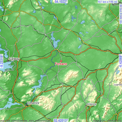 Topographic map of Ferbane