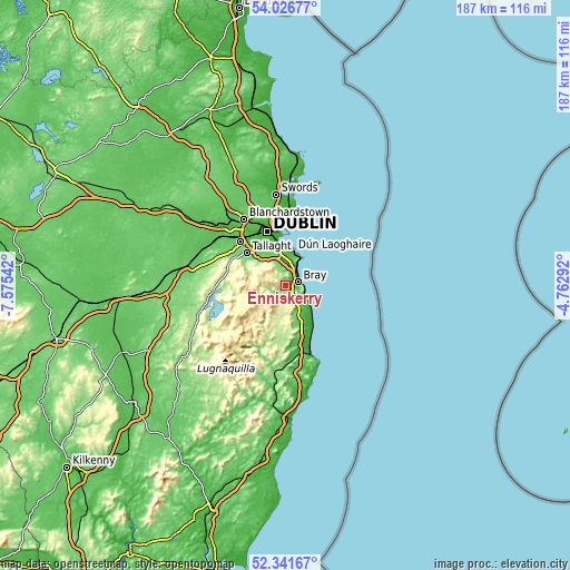 Topographic map of Enniskerry