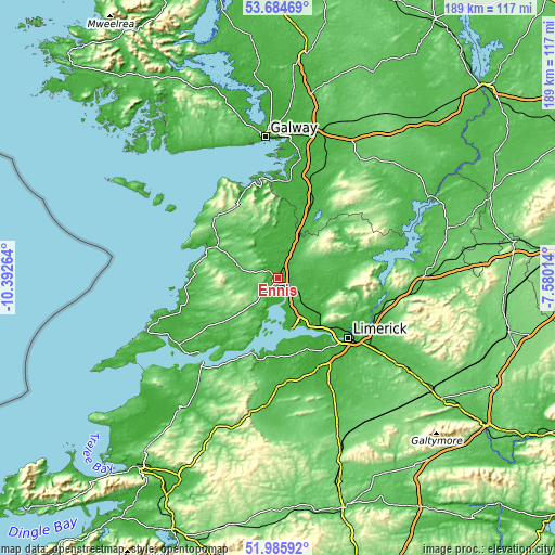 Topographic map of Ennis