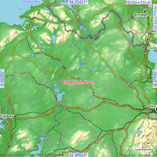 Topographic map of Edgeworthstown