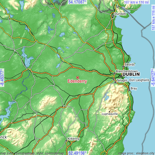 Topographic map of Edenderry