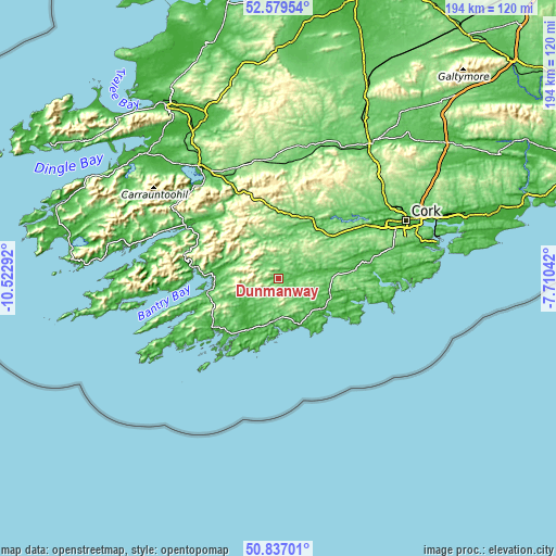 Topographic map of Dunmanway