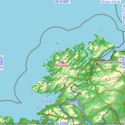 Topographic map of Dunlewy