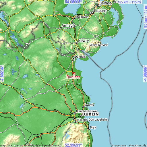 Topographic map of Dunleer