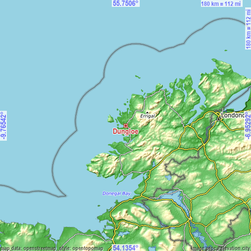 Topographic map of Dungloe
