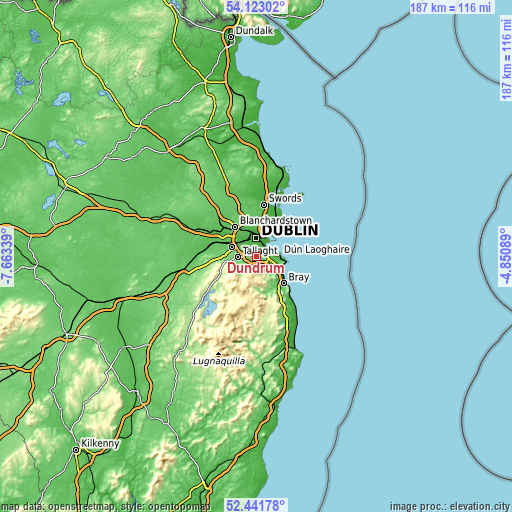 Topographic map of Dundrum