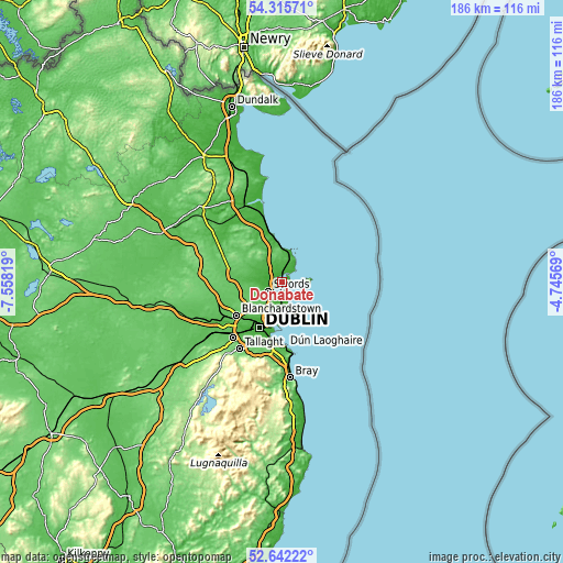 Topographic map of Donabate