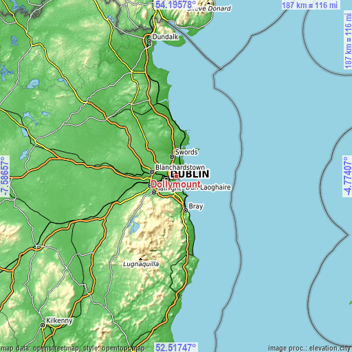 Topographic map of Dollymount