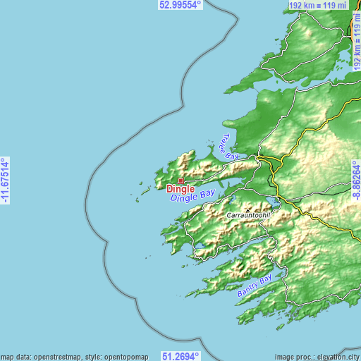 Topographic map of Dingle