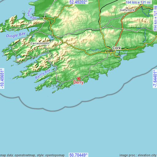 Topographic map of Derry