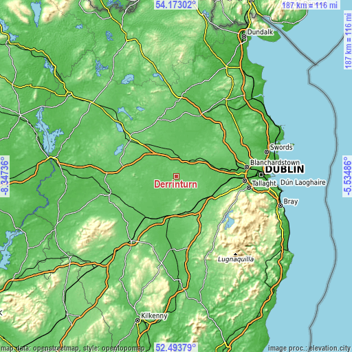 Topographic map of Derrinturn