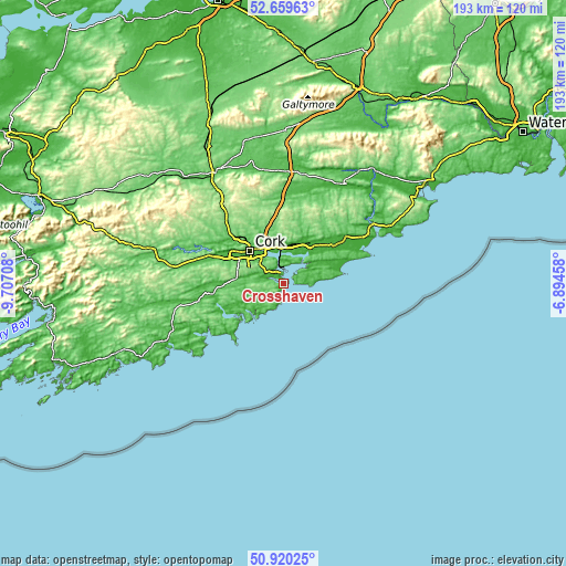 Topographic map of Crosshaven