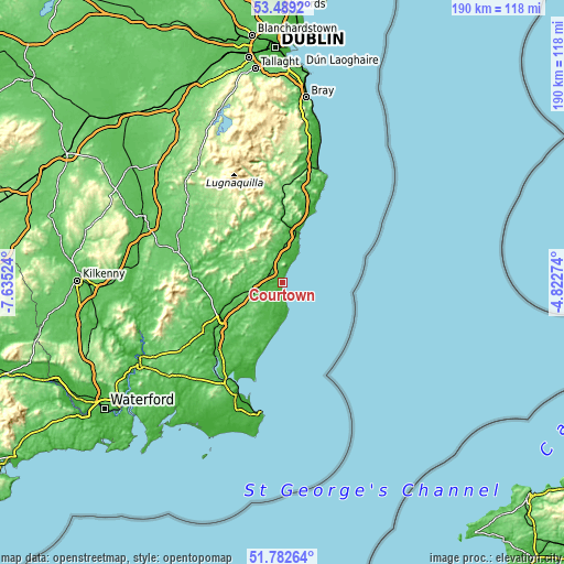 Topographic map of Courtown