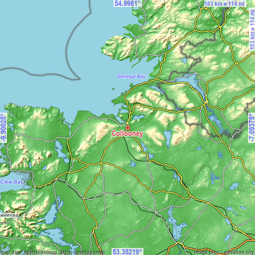 Topographic map of Collooney