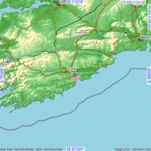 Topographic map of Cobh