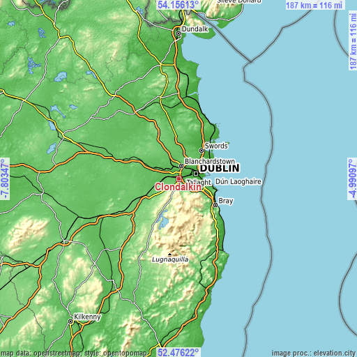 Topographic map of Clondalkin