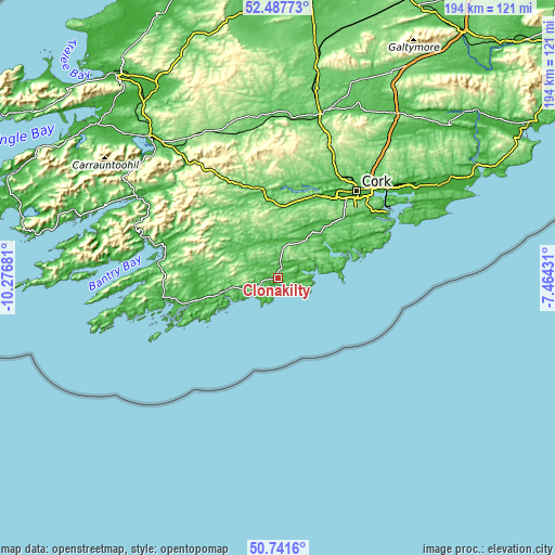 Topographic map of Clonakilty
