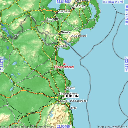 Topographic map of Clogherhead