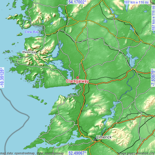 Topographic map of Claregalway