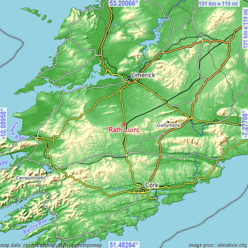Topographic map of Ráth Luirc