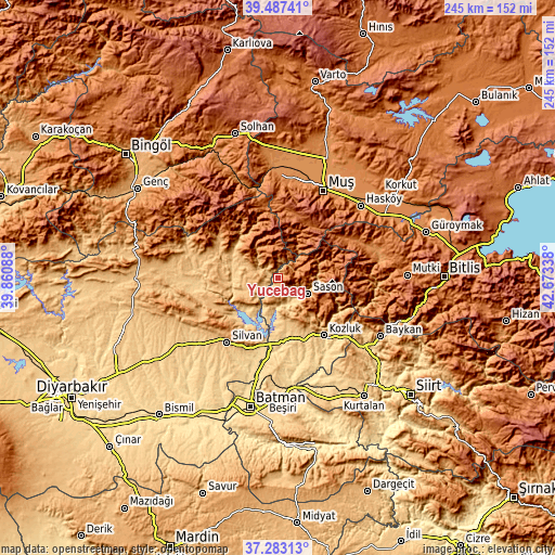 Topographic map of Yücebağ