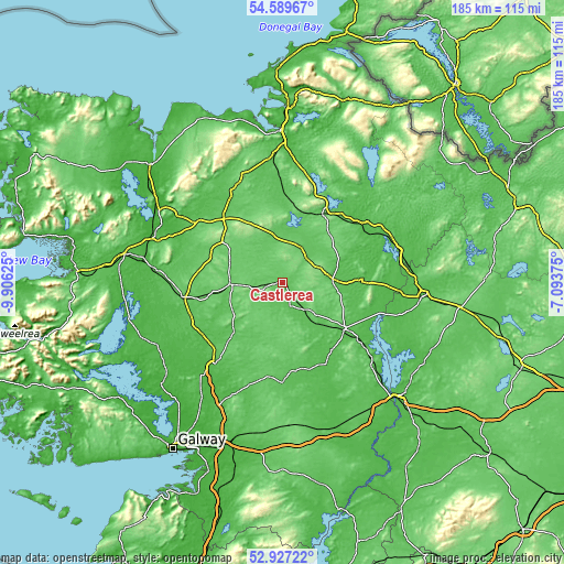 Topographic map of Castlerea