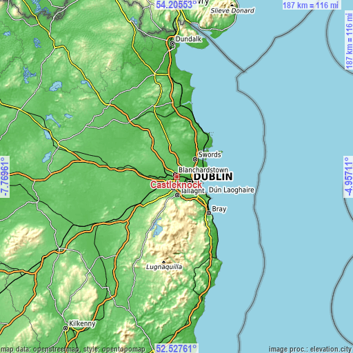 Topographic map of Castleknock