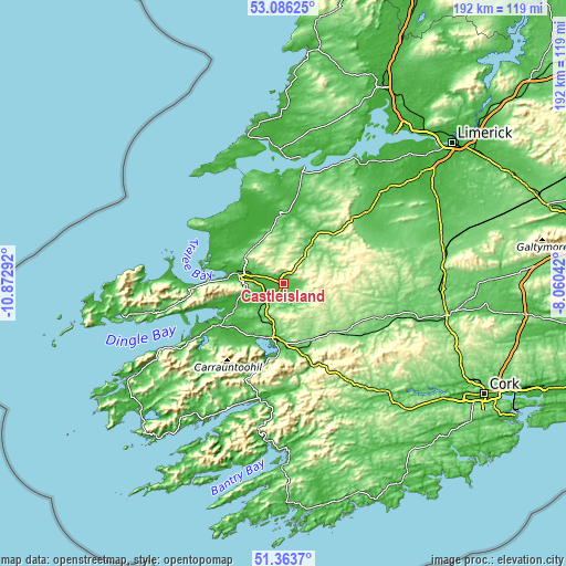 Topographic map of Castleisland
