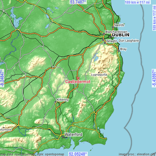 Topographic map of Castledermot