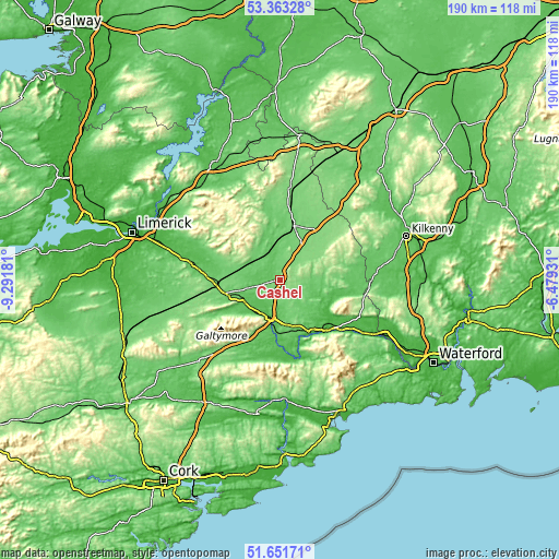 Topographic map of Cashel