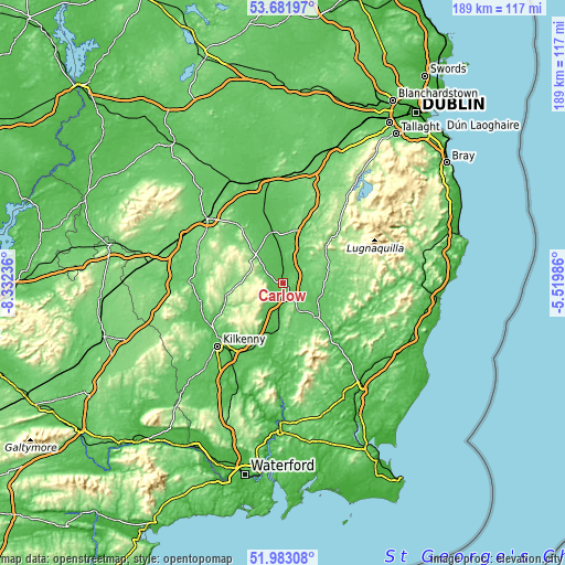 Topographic map of Carlow