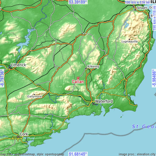 Topographic map of Callan