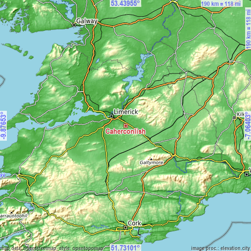 Topographic map of Caherconlish