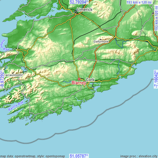 Topographic map of Blarney