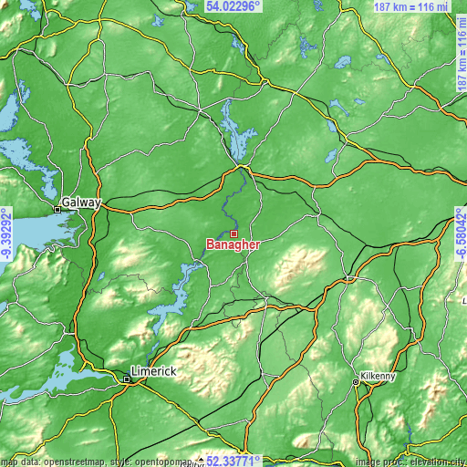 Topographic map of Banagher